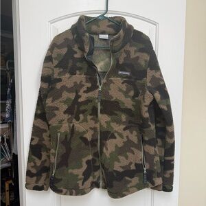 Columbia Green and Brown Camo Fleece Jacket
